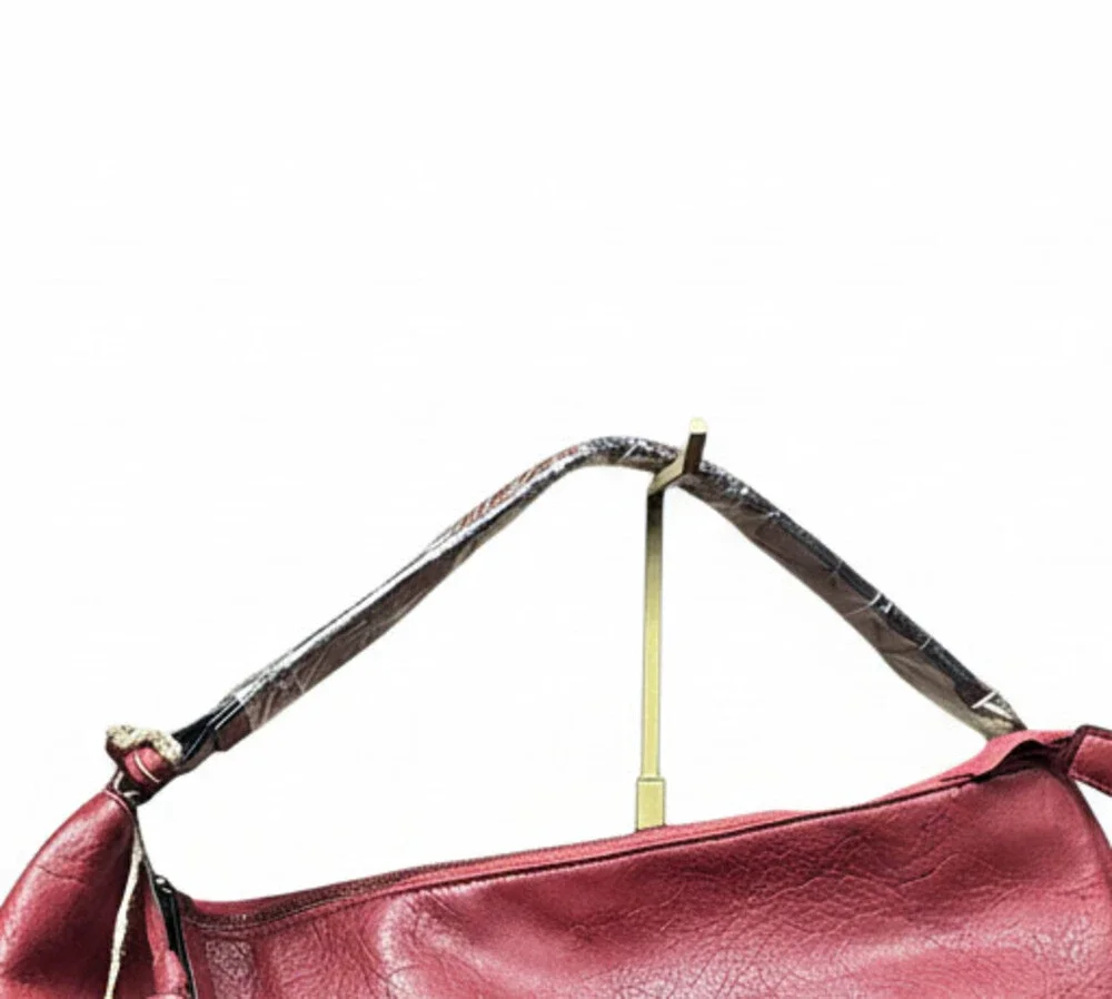 Rich Red Leather Hobo Bag with Braided Trim & Tassel Detail